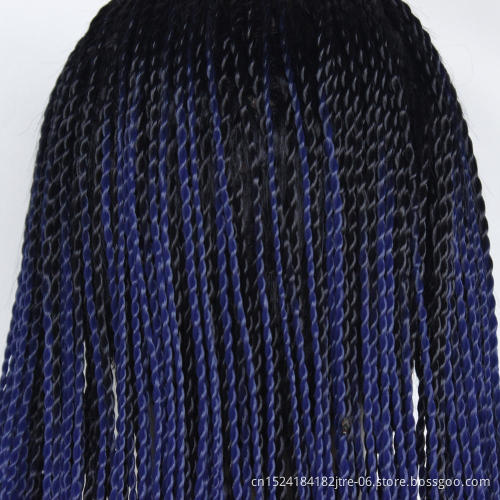 factory wholesale full micro senegalese twist braid wig, million braid synthetic lace front wig